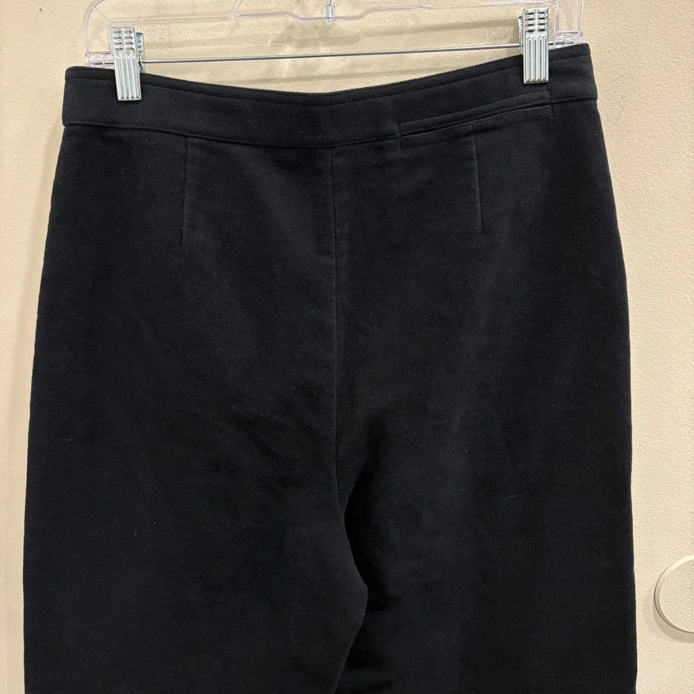 Tory Burch Black Moleskin Cotton Sailor Pants Wide Leg Cuffed 8 Minimal Preppy